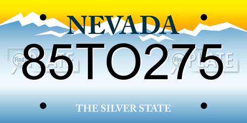 85TO275 Nevada License Plate