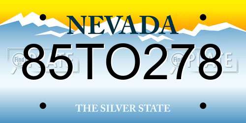 85TO278 Nevada License Plate