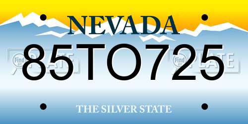 85TO725 Nevada License Plate