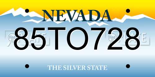 85TO728 Nevada License Plate