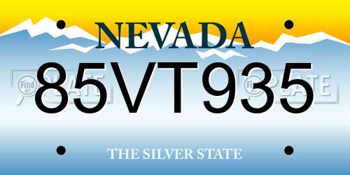 85VT935 Nevada License Plate