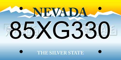 85XG330 Nevada License Plate