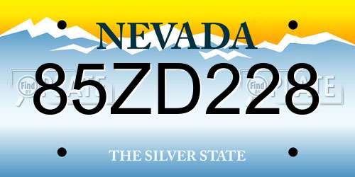 85ZD228 Nevada License Plate