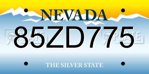 85ZD775 Nevada License Plate