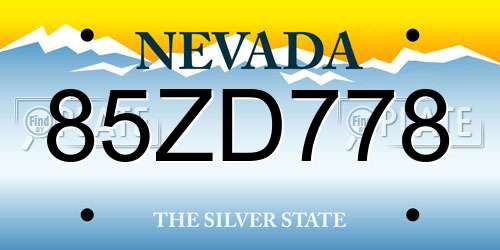 85ZD778 Nevada License Plate