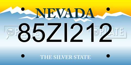 85ZI212 Nevada License Plate