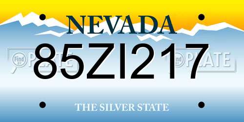 85ZI217 Nevada License Plate