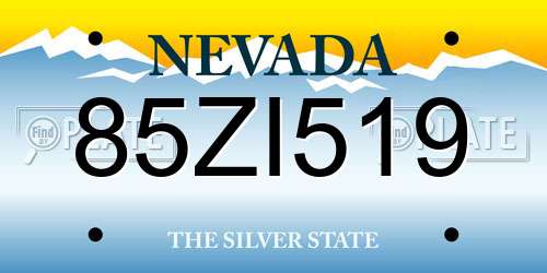 85ZI519 Nevada License Plate