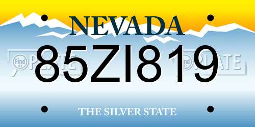85ZI819 Nevada License Plate