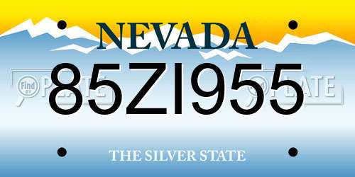 85ZI955 Nevada License Plate