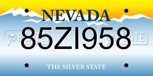 85ZI958 Nevada License Plate