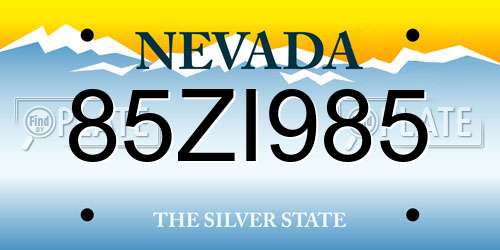 85ZI985 Nevada License Plate