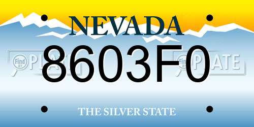 8603F0 Nevada License Plate