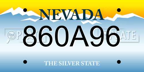 860A96 Nevada License Plate