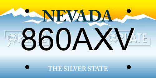 860AXV Nevada License Plate