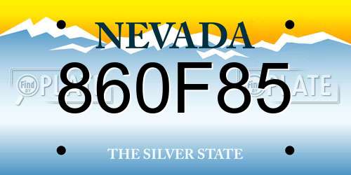 860F85 Nevada License Plate