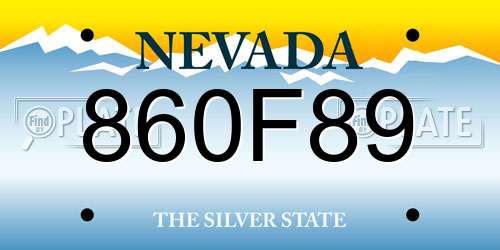 860F89 Nevada License Plate