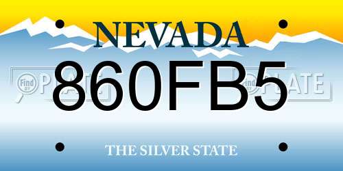 860FB5 Nevada License Plate