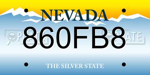 860FB8 Nevada License Plate