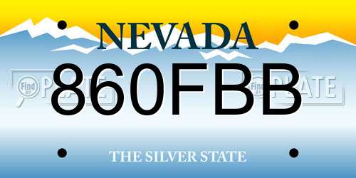 860FBB Nevada License Plate