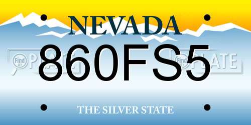 860FS5 Nevada License Plate