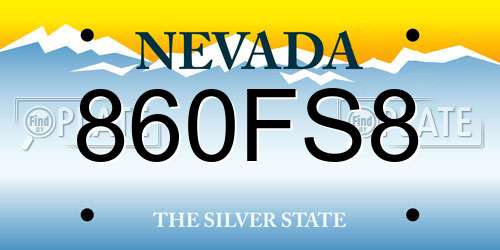 860FS8 Nevada License Plate