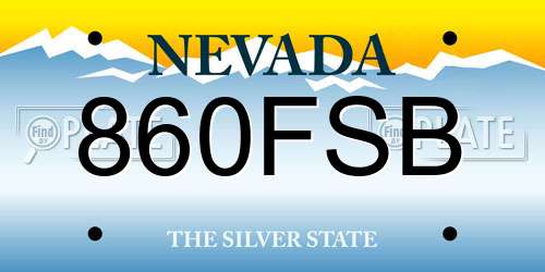860FSB Nevada License Plate