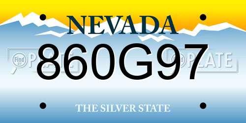 860G97 Nevada License Plate