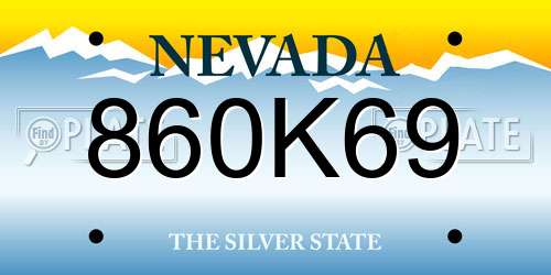 860K69 Nevada License Plate