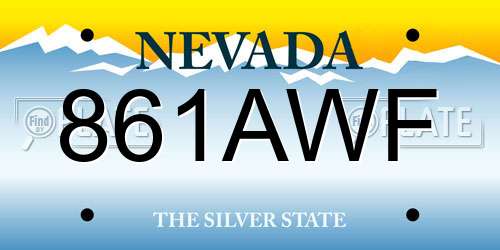 861AWF Nevada License Plate