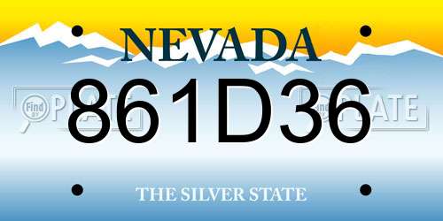 861D36 Nevada License Plate