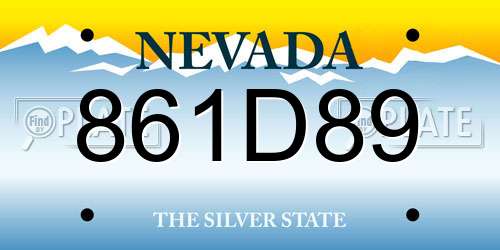861D89 Nevada License Plate
