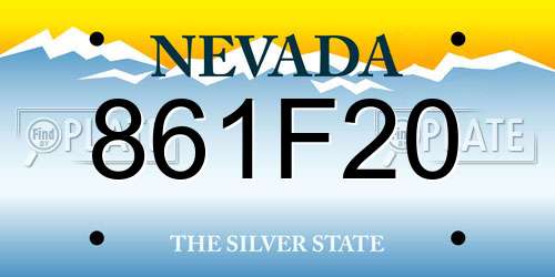 861F20 Nevada License Plate