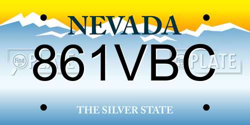 861VBC Nevada License Plate