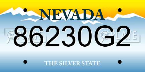 86230G2 Nevada License Plate