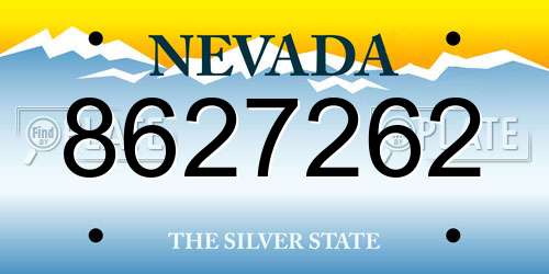 8627262 Nevada License Plate