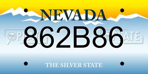 862B86 Nevada License Plate