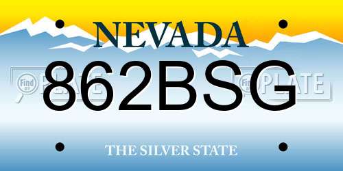 862BSG Nevada License Plate