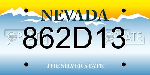 862D13 Nevada License Plate