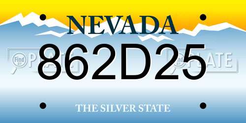 862D25 Nevada License Plate