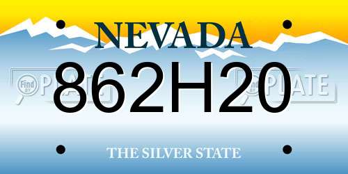 862H20 Nevada License Plate