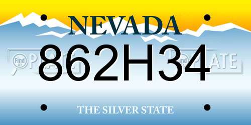 862H34 Nevada License Plate