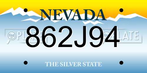 862J94 Nevada License Plate