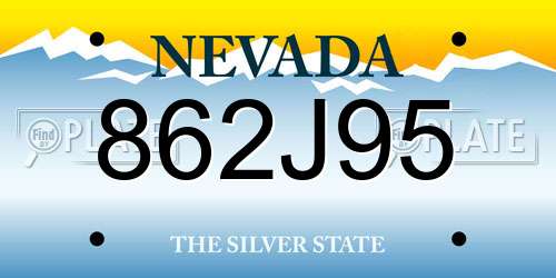 862J95 Nevada License Plate