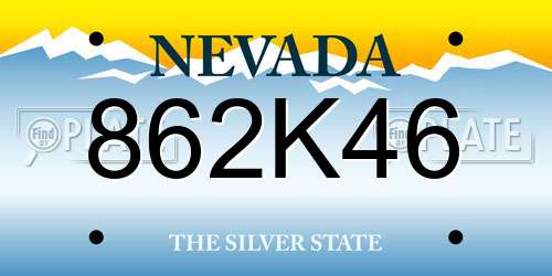 862K46 Nevada License Plate