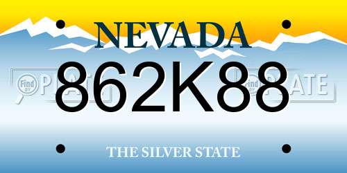 862K88 Nevada License Plate