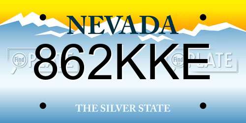 862KKE Nevada License Plate