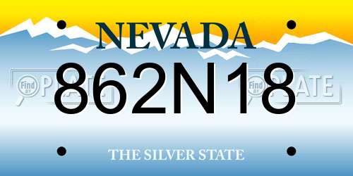 862N18 Nevada License Plate
