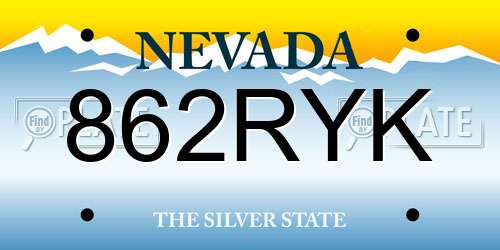 862RYK Nevada License Plate