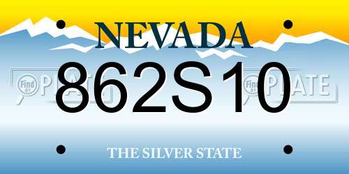 862S10 Nevada License Plate